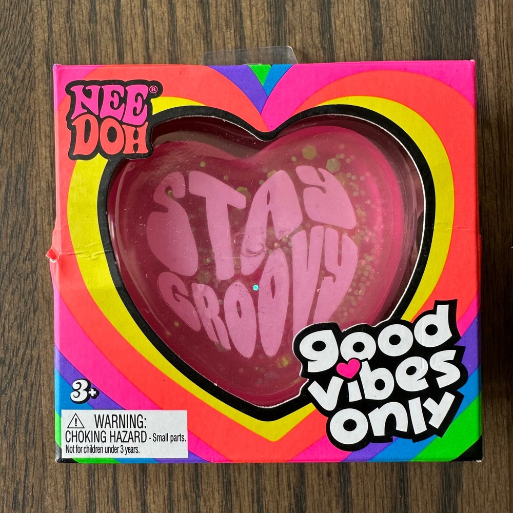 Schylling NeeDoh Heart Squishy Pink NIB Good Vibes Only Stay Groovy Fidget Toy